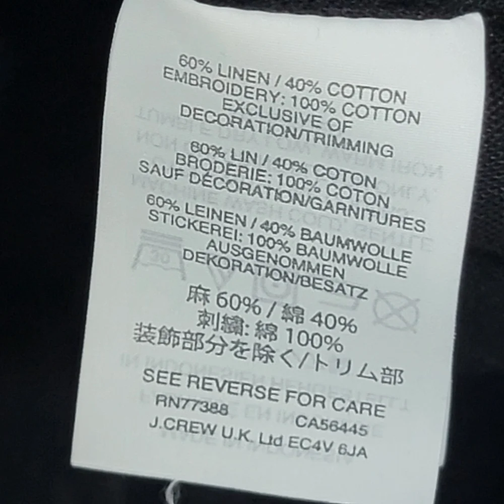 J. Crew Black V-Neck Women's Linen Swimsuit Cover-Up Top SIZE M. #770‎